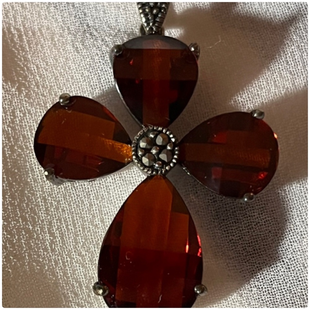 Garnet Gemstone Cross Pendant